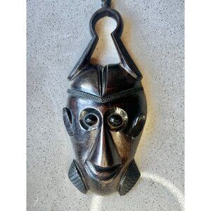 African Tribal IronWood Mask Wall Hanging Decor 13" Repaired